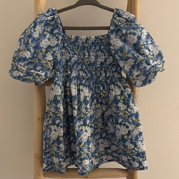 Janie and Jack Floral Blue Puff Sleeve Dress Tunic - Picture 1 of 4